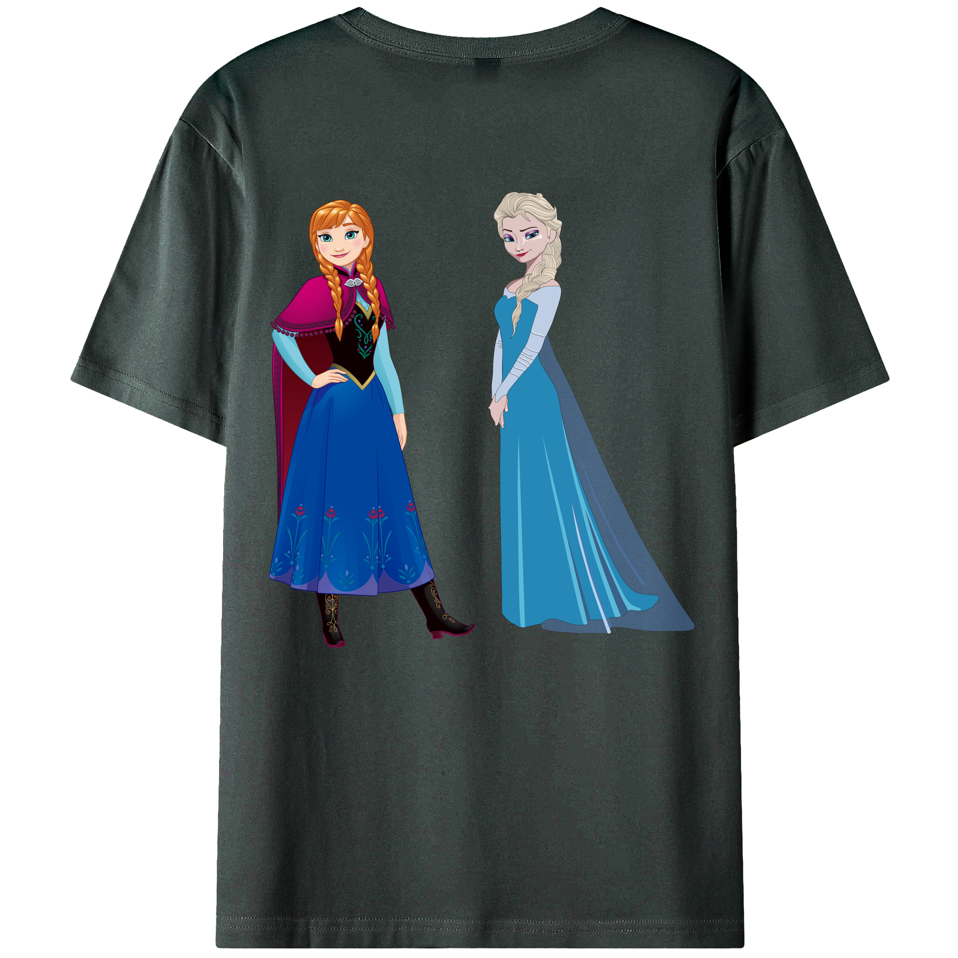 （画像用） アナと雪の女王 アンナ エルサ Frozen Anna Elsa 綿100％ メンズ半袖Tシャツ（バックプリント） 通気性